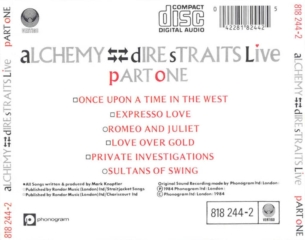 Dire Straits Alchemy Part One Trasera